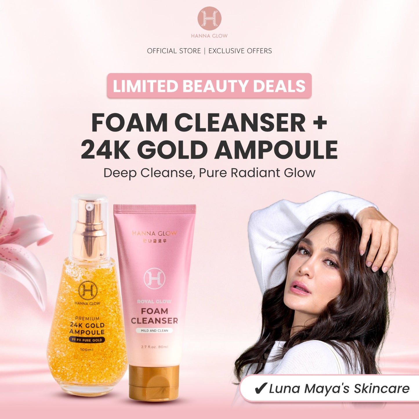 MORNING GLOW KIT – Foam Cleanser + 24K Gold Ampoule (100ml)