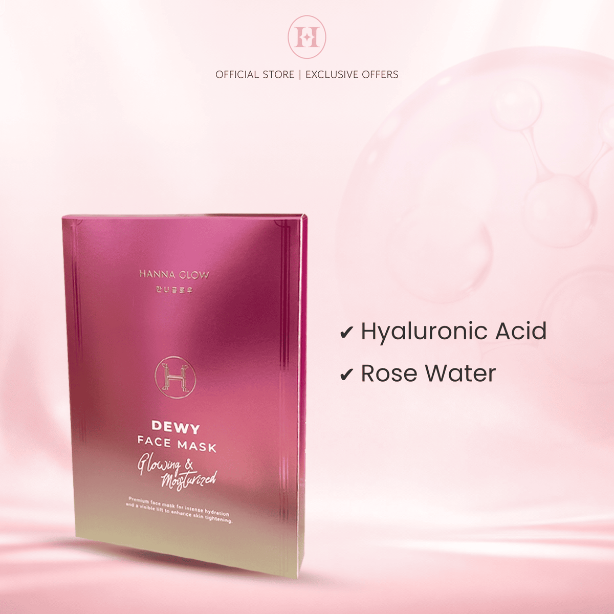 Hanna Glow Full Set Skincare 5 Produk - Gold Ampoule Royal Essence BB Cream Baby Glow Cream Dewy Face Mask
